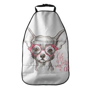 Cute Chihuahua With Glasses Print Car Seat Organizers