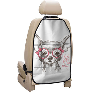 Cute Chihuahua With Glasses Print Car Seat Organizers