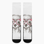 Cute Chihuahua With Glasses Print Crew Socks