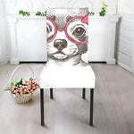 Cute Chihuahua With Glasses Print Dining Chair Slipcover