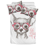 Cute Chihuahua With Glasses Print Duvet Cover Bedding Set