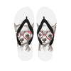 Cute Chihuahua With Glasses Print Flip Flops