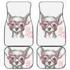 Cute Chihuahua With Glasses Print Front and Back Car Floor Mats