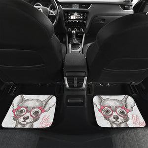 Cute Chihuahua With Glasses Print Front and Back Car Floor Mats