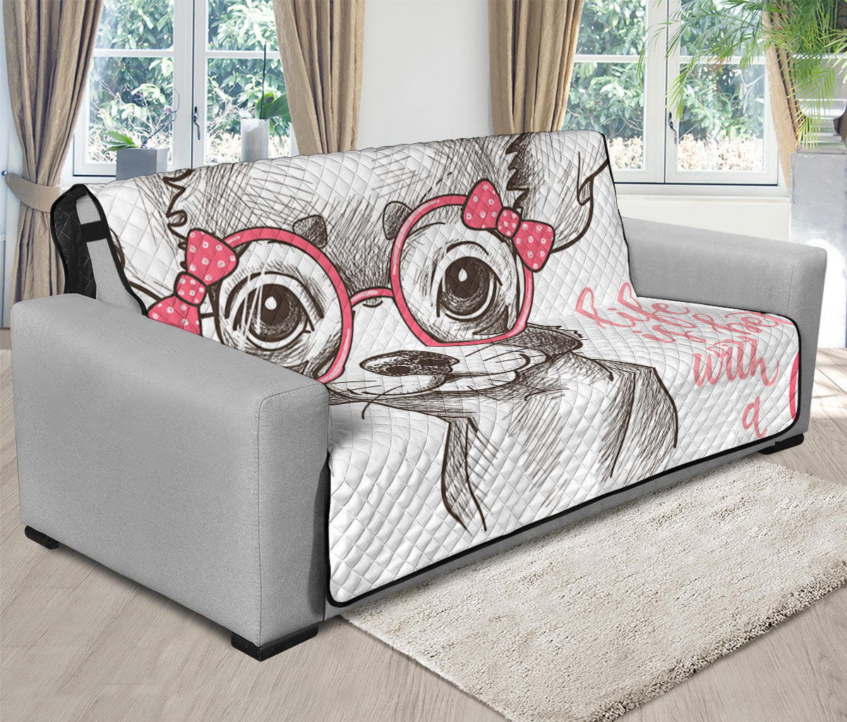 Cute Chihuahua With Glasses Print Futon Protector