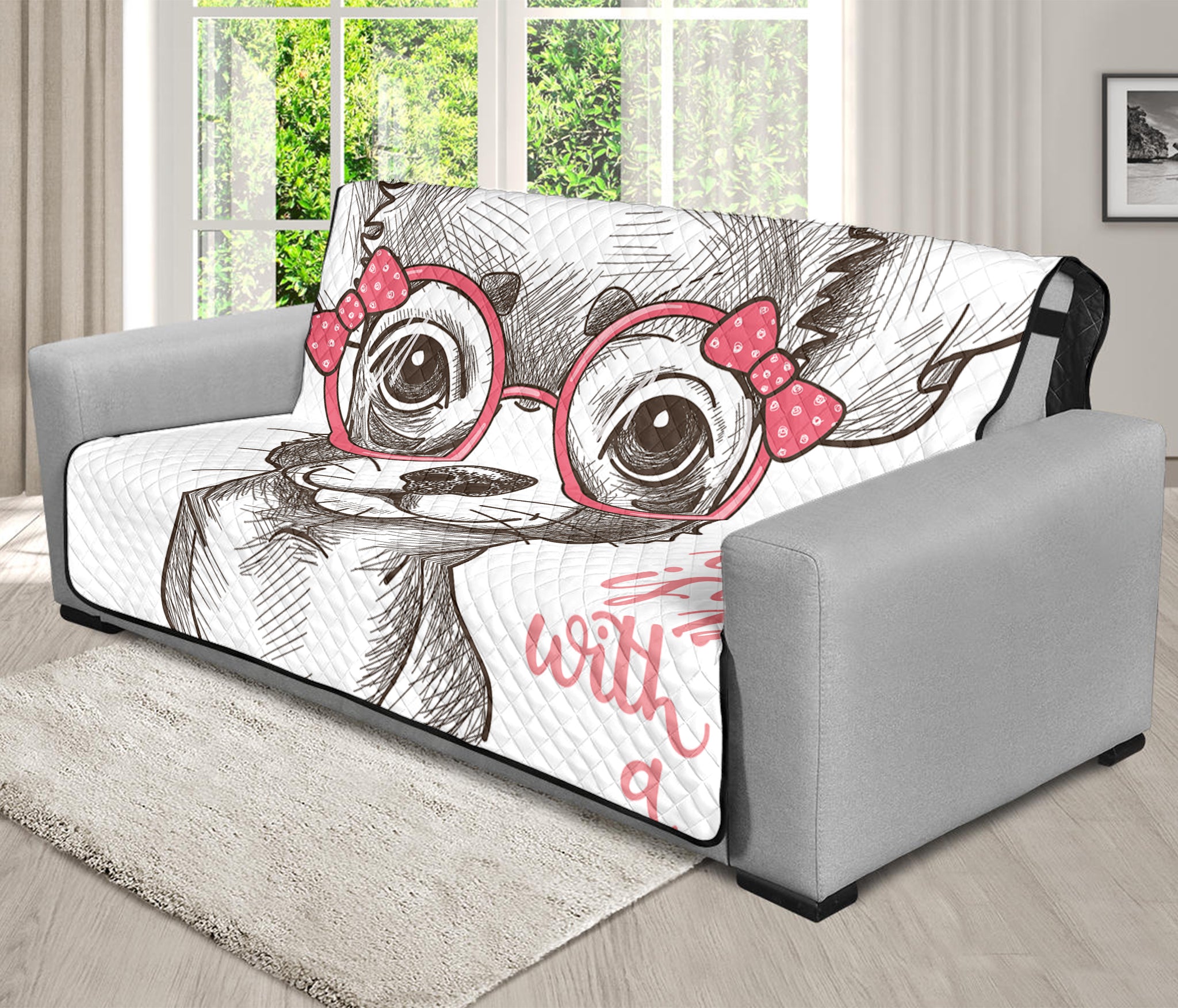 Cute Chihuahua With Glasses Print Futon Protector