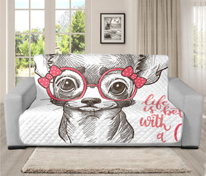 Cute Chihuahua With Glasses Print Futon Protector