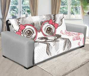 Cute Chihuahua With Glasses Print Futon Protector