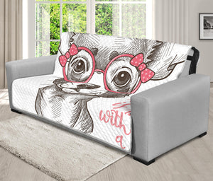 Cute Chihuahua With Glasses Print Futon Protector