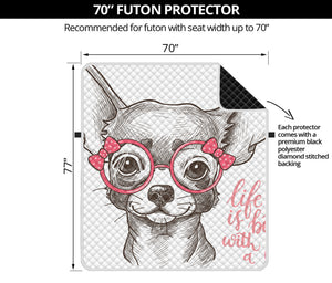 Cute Chihuahua With Glasses Print Futon Protector