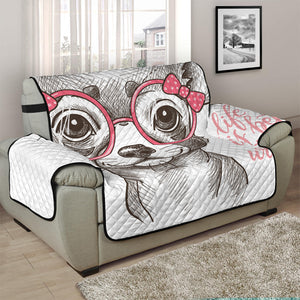 Cute Chihuahua With Glasses Print Half Sofa Protector