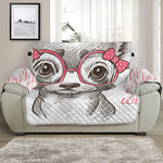 Cute Chihuahua With Glasses Print Half Sofa Protector