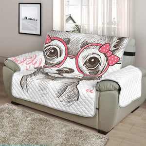 Cute Chihuahua With Glasses Print Half Sofa Protector