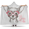 Cute Chihuahua With Glasses Print Hooded Blanket