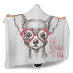 Cute Chihuahua With Glasses Print Hooded Blanket