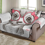 Cute Chihuahua With Glasses Print Loveseat Protector