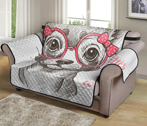 Cute Chihuahua With Glasses Print Loveseat Protector