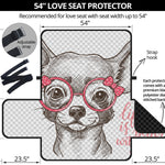 Cute Chihuahua With Glasses Print Loveseat Protector