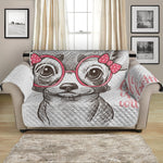 Cute Chihuahua With Glasses Print Loveseat Protector