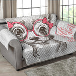 Cute Chihuahua With Glasses Print Loveseat Protector