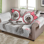 Cute Chihuahua With Glasses Print Loveseat Protector