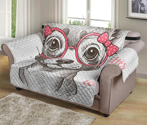 Cute Chihuahua With Glasses Print Loveseat Protector