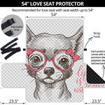 Cute Chihuahua With Glasses Print Loveseat Protector