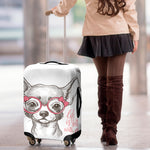 Cute Chihuahua With Glasses Print Luggage Cover