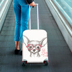 Cute Chihuahua With Glasses Print Luggage Cover