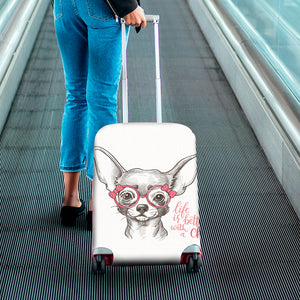 Cute Chihuahua With Glasses Print Luggage Cover