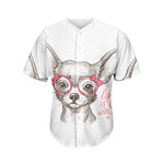 Cute Chihuahua With Glasses Print Men's Baseball Jersey