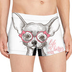 Cute Chihuahua With Glasses Print Men's Boxer Briefs