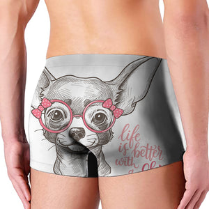 Cute Chihuahua With Glasses Print Men's Boxer Briefs