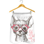 Cute Chihuahua With Glasses Print Men's Shorts