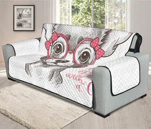 Cute Chihuahua With Glasses Print Oversized Sofa Protector