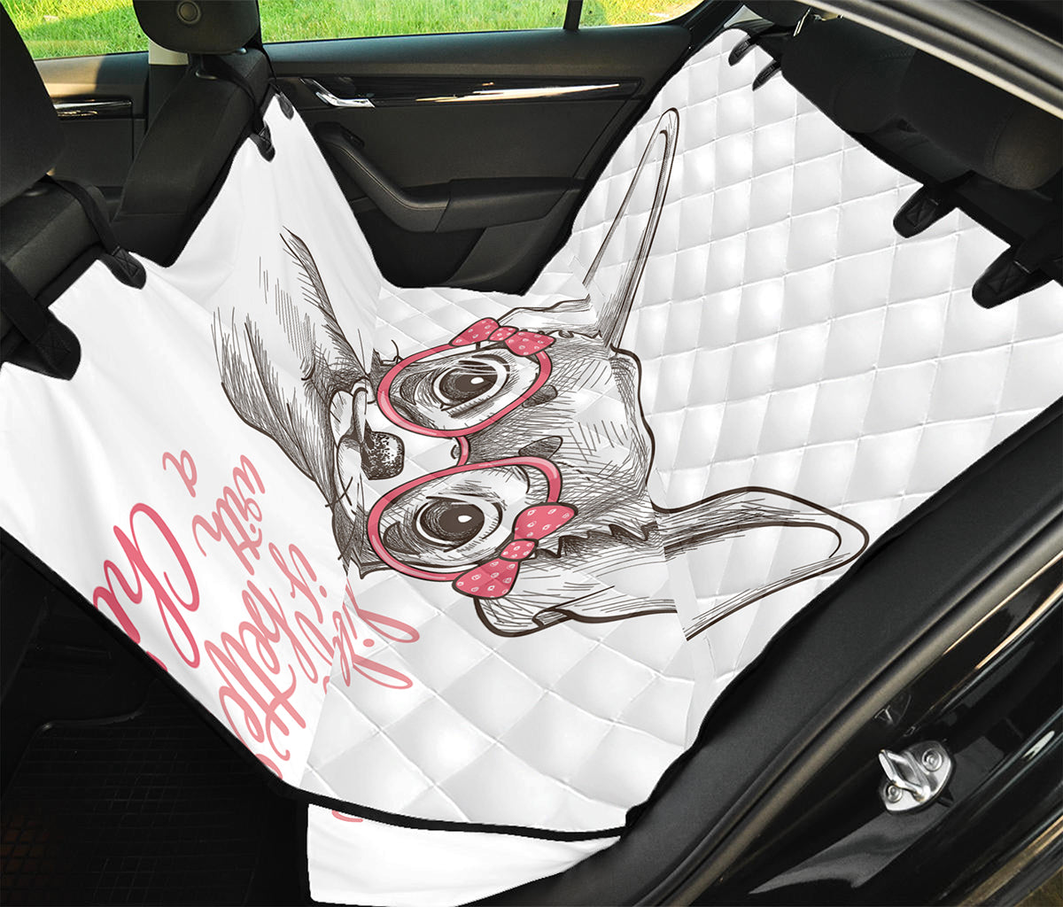 Cute Chihuahua With Glasses Print Pet Car Back Seat Cover