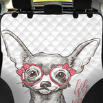 Cute Chihuahua With Glasses Print Pet Car Back Seat Cover