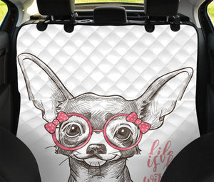 Cute Chihuahua With Glasses Print Pet Car Back Seat Cover