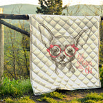 Cute Chihuahua With Glasses Print Quilt