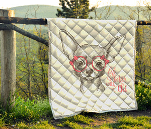 Cute Chihuahua With Glasses Print Quilt