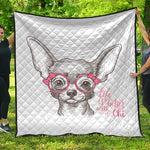 Cute Chihuahua With Glasses Print Quilt