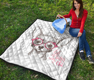 Cute Chihuahua With Glasses Print Quilt