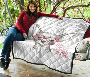 Cute Chihuahua With Glasses Print Quilt