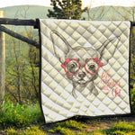 Cute Chihuahua With Glasses Print Quilt