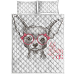 Cute Chihuahua With Glasses Print Quilt Bed Set