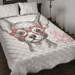 Cute Chihuahua With Glasses Print Quilt Bed Set