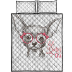 Cute Chihuahua With Glasses Print Quilt Bed Set