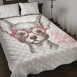 Cute Chihuahua With Glasses Print Quilt Bed Set