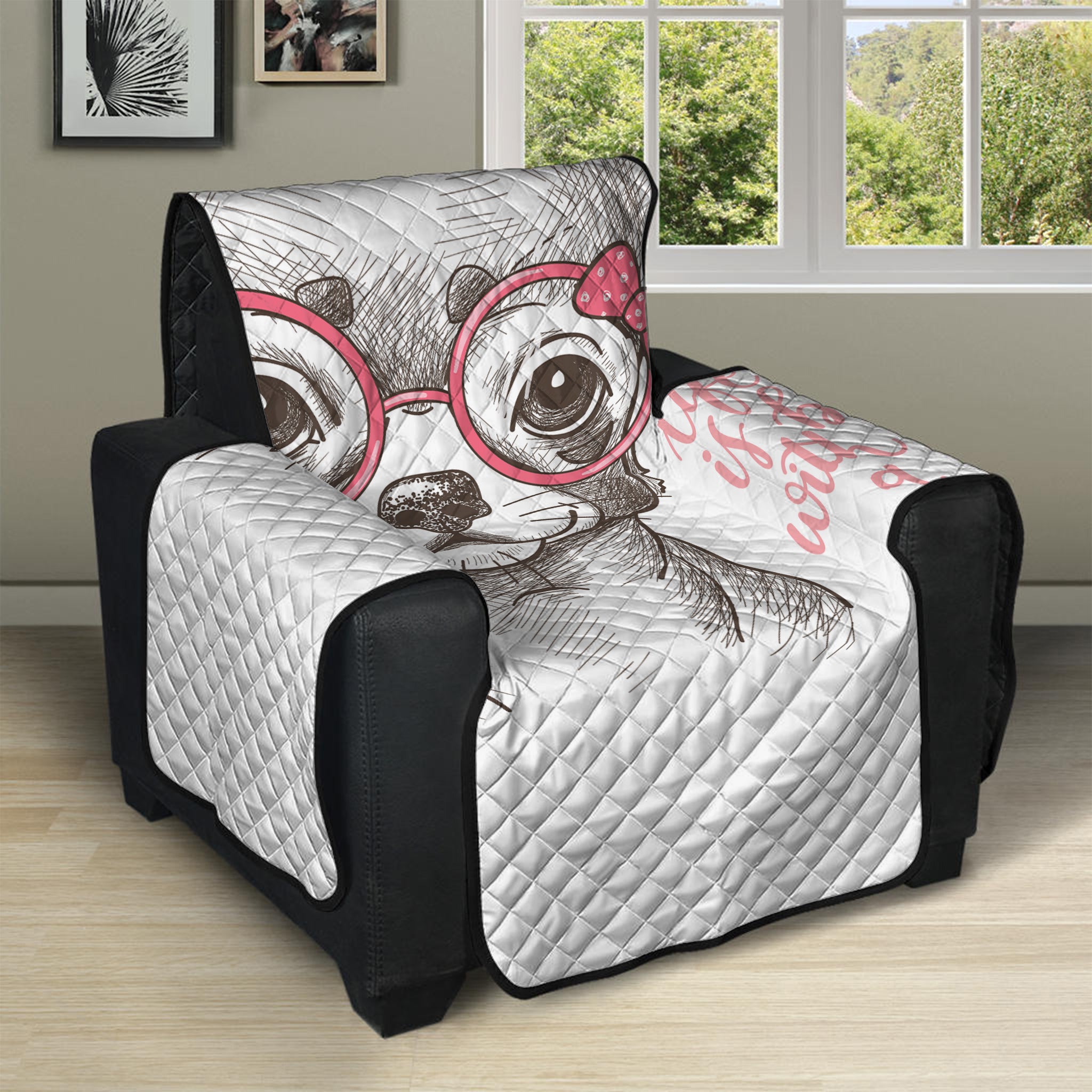 Cute Chihuahua With Glasses Print Recliner Protector