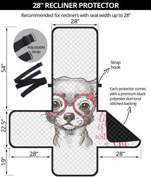 Cute Chihuahua With Glasses Print Recliner Protector